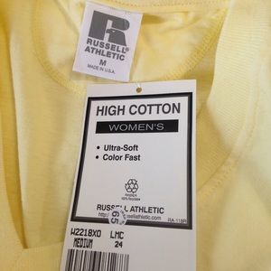 NEW Womens Tank Top Muscle Shirt USA Activewear Pastel yellow Cotton V-neck Medm